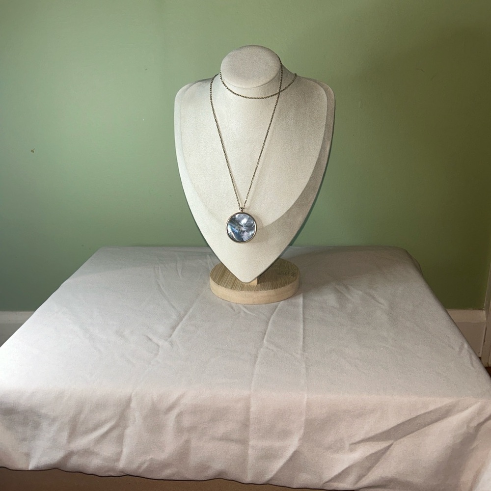 LOFT Silver and Blue And Peach Colored Pendant Necklace